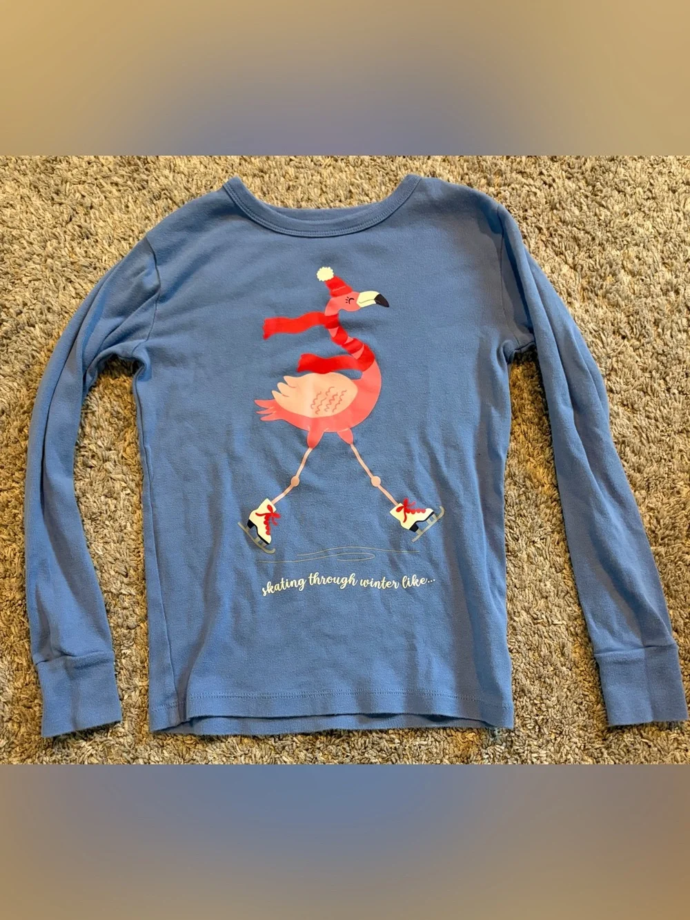 Girl’s GAP Blue Flamingo Graphic Kids Pajama Set Sz 8